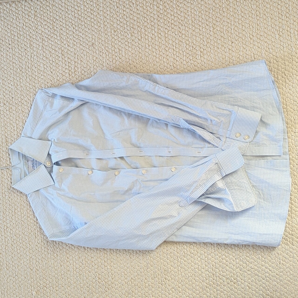Charles Tyrwhitt Blue and White Check Shirt